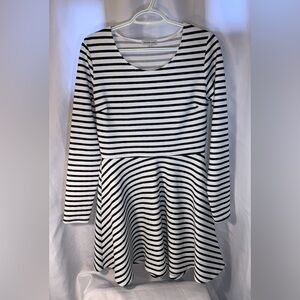 Charlotte Russe Black and White Striped Skater Dress Women’s Size Large